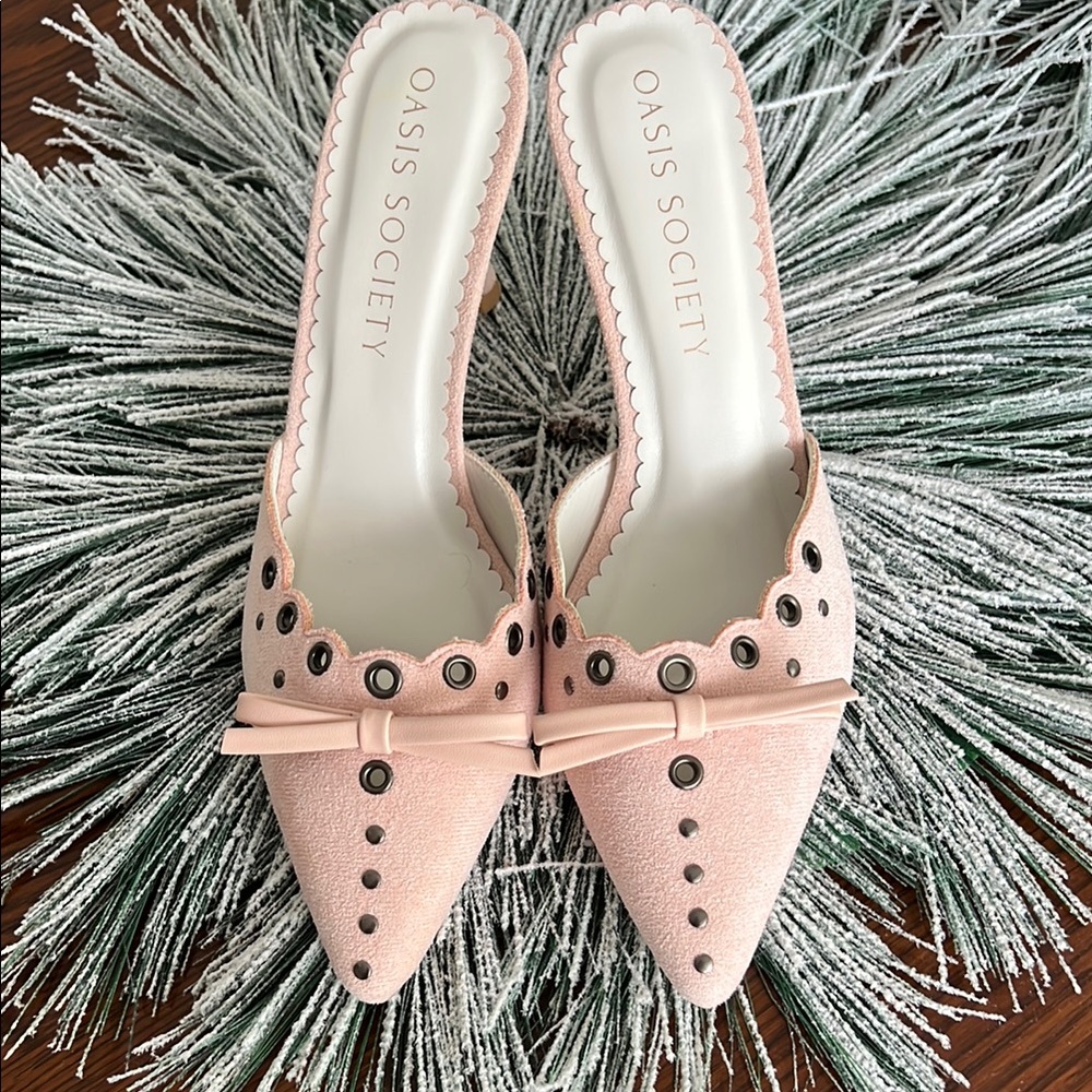 Society Pink Mules with Decorative Studs